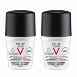 Vichy Homme Déodorant 48h Anti-transpirant Anti-traces 50ml X2
