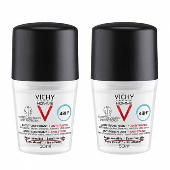 Vichy Homme Déodorant 48h Anti-transpirant Anti-traces 50ml X2 1 Vichy Homme Déodorant 48h Anti-transpirant Anti-traces 50ml X2